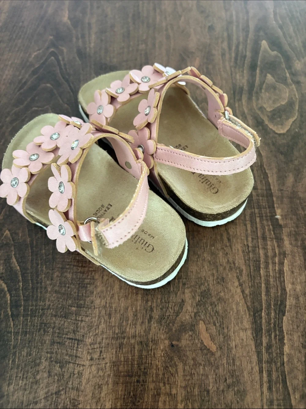 Cat & Jack Girls Pink Flower and Gold Bow Sandal Set